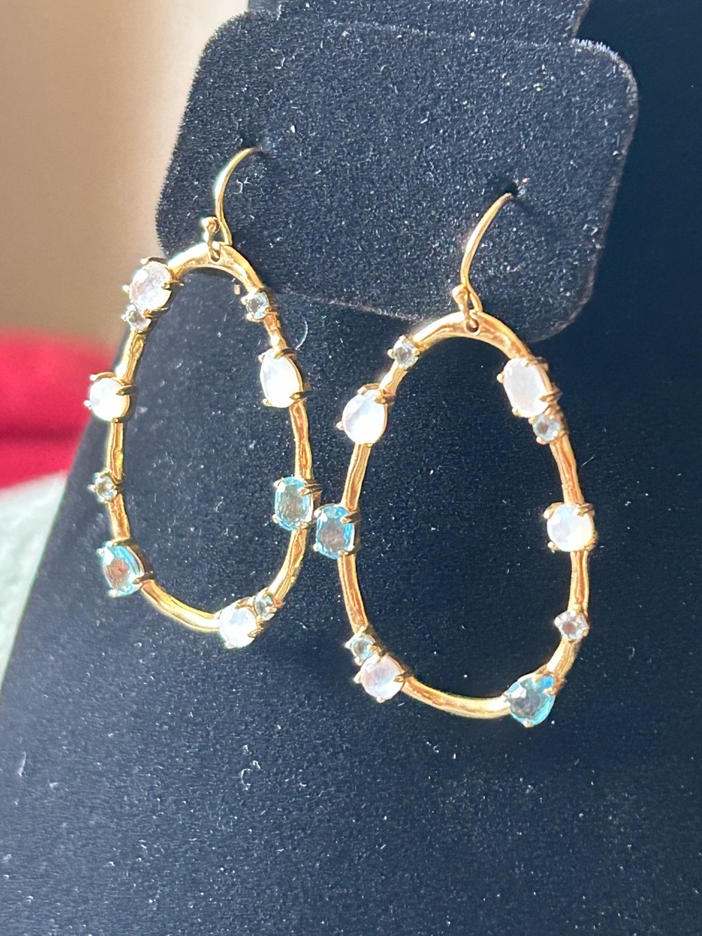 Ippolita 18k Gold Rock Candy Earrings with Blue topaz and Rock crystal gems